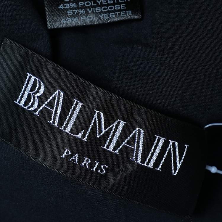 Pre Owned Balmain Blue Cotton Button Detailed Open-Front Blazer M