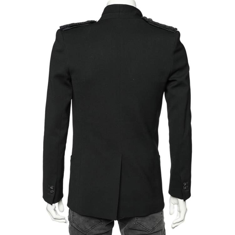 Pre Owned Balmain Black Wool & Embellished Detailed Single Breasted Blazer M 