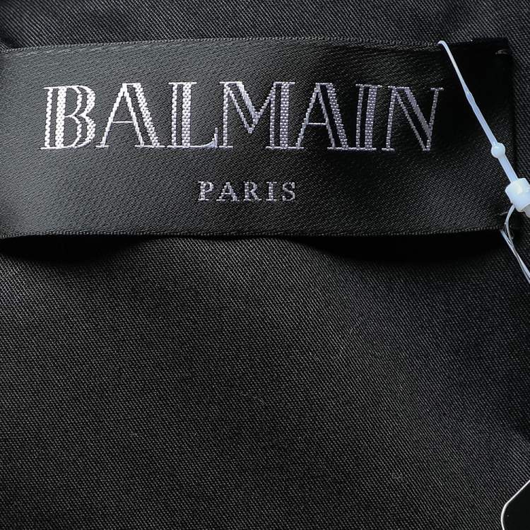 Pre Owned Balmain Black Wool Embroidered Cuff Detailed Open Front Blazer M