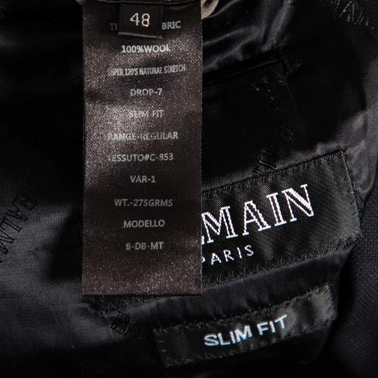Pre Owned Balmain Black Wool Double Breasted Blazer M