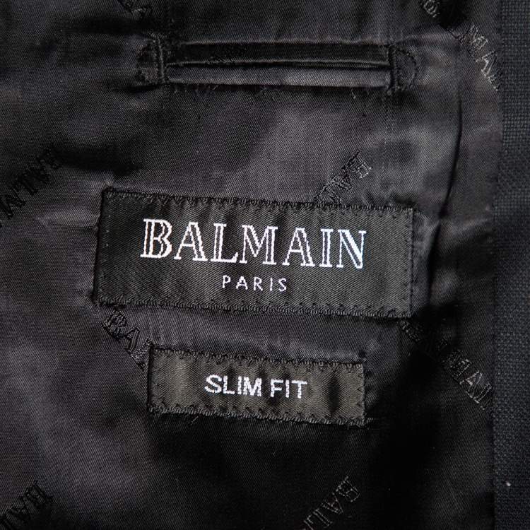 Pre Owned Balmain Black Wool Double Breasted Blazer M