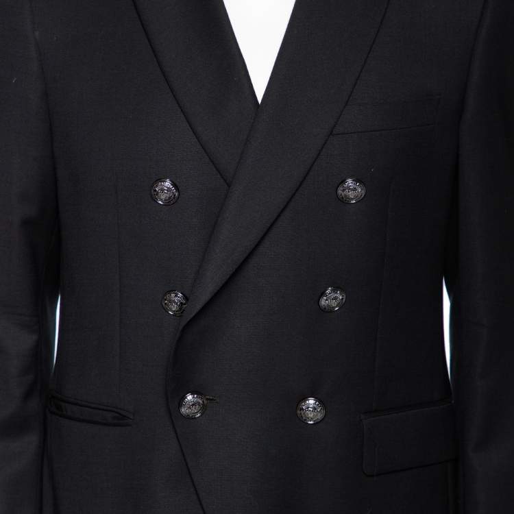 Pre Owned Balmain Black Wool Double Breasted Blazer M