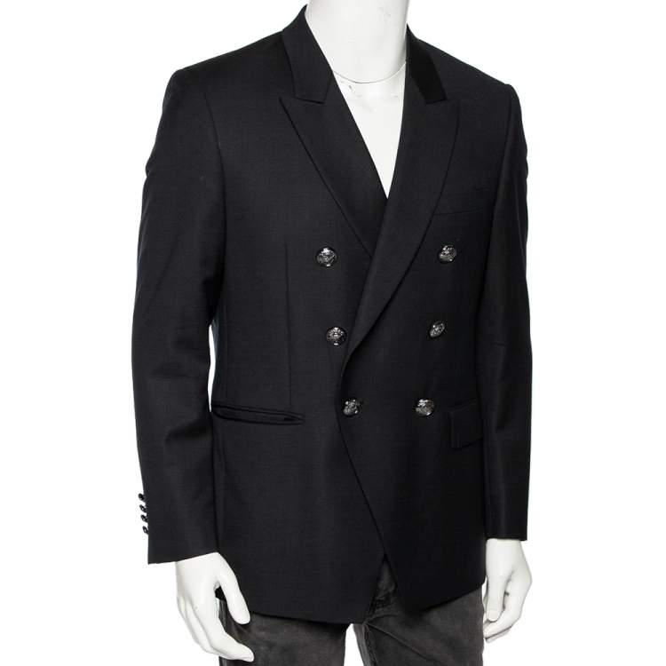 Pre Owned Balmain Black Wool Double Breasted Blazer M