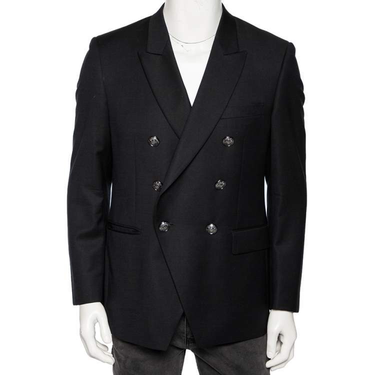 Pre Owned Balmain Black Wool Double Breasted Blazer M