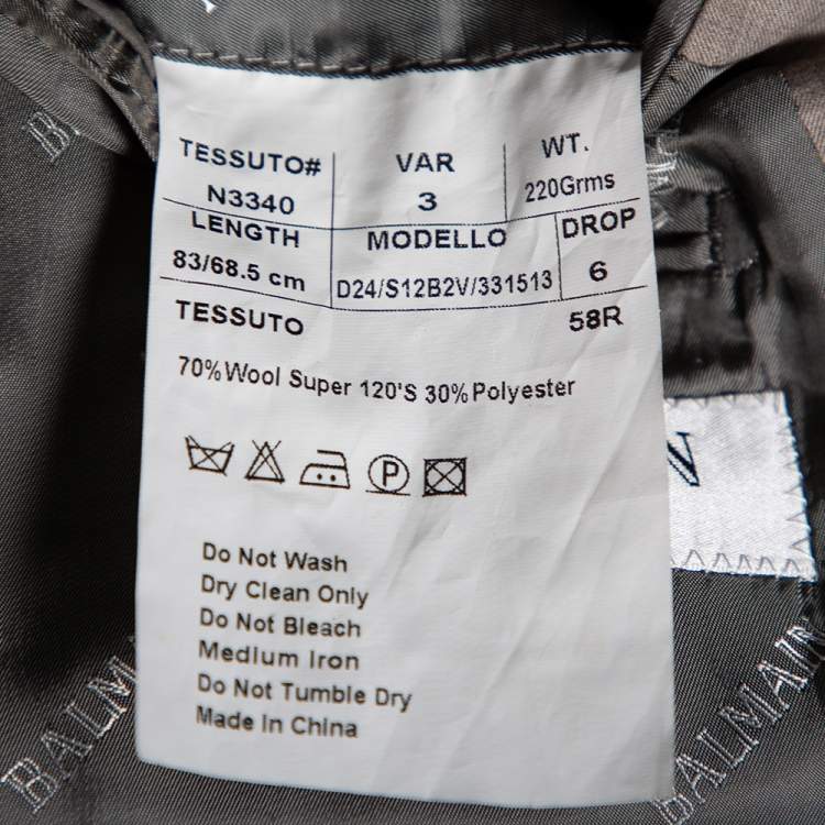 Pre Owned Balmain Vintage Grey Wool Single Breasted Blazer XXXXL 