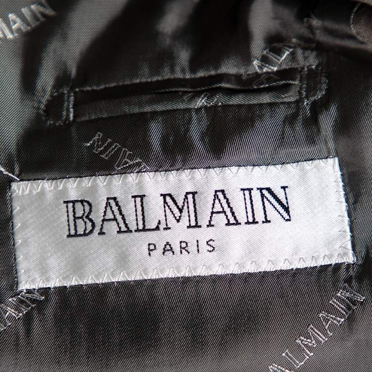 Pre Owned Balmain Vintage Grey Wool Single Breasted Blazer XXXXL 