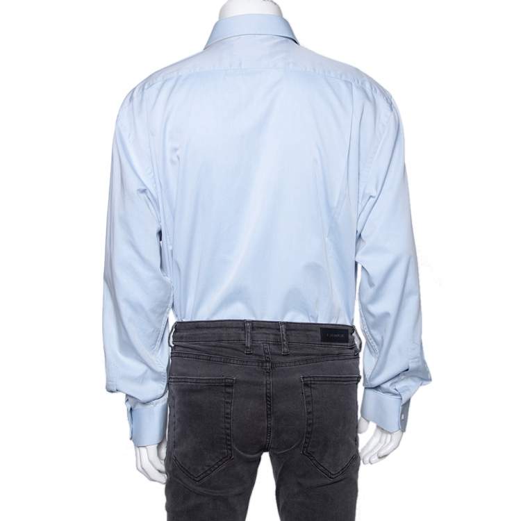 Pre Owned Balmain Blue Cotton button Front Shirt 3XL