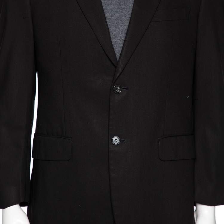 Pre Owned Balmain Black Wool Button Front Blazer L