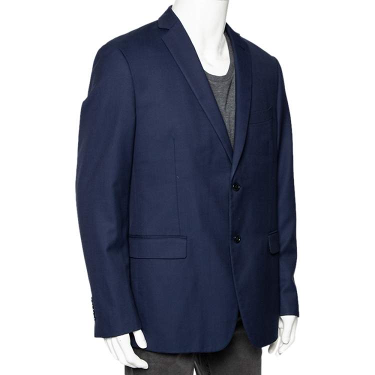 belofte Normaal Verst Balmain Navy Blue Textured Wool Button Front Blazer 3XL Balmain | TLC