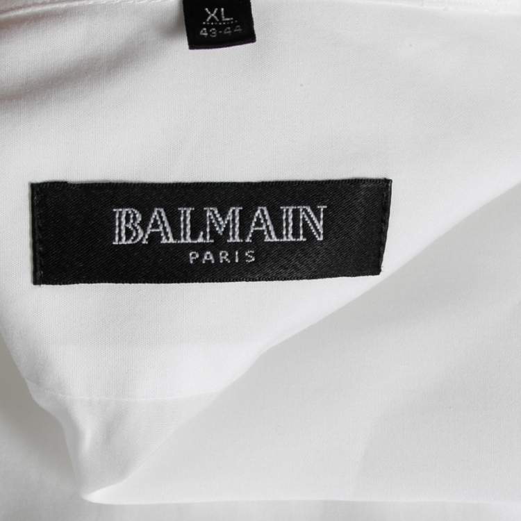 Pre Owned Balmain White Cotton Button Front Shirt XL 