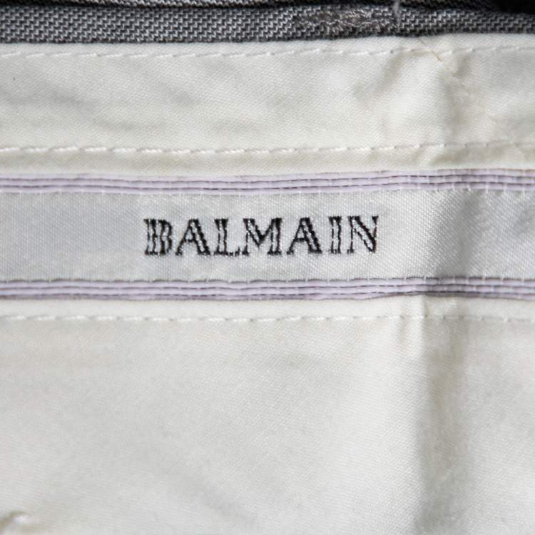 Pre Owned Balmain Vintage Grey Wool 7 Slim Fit Singe Breasted Suit XXXL