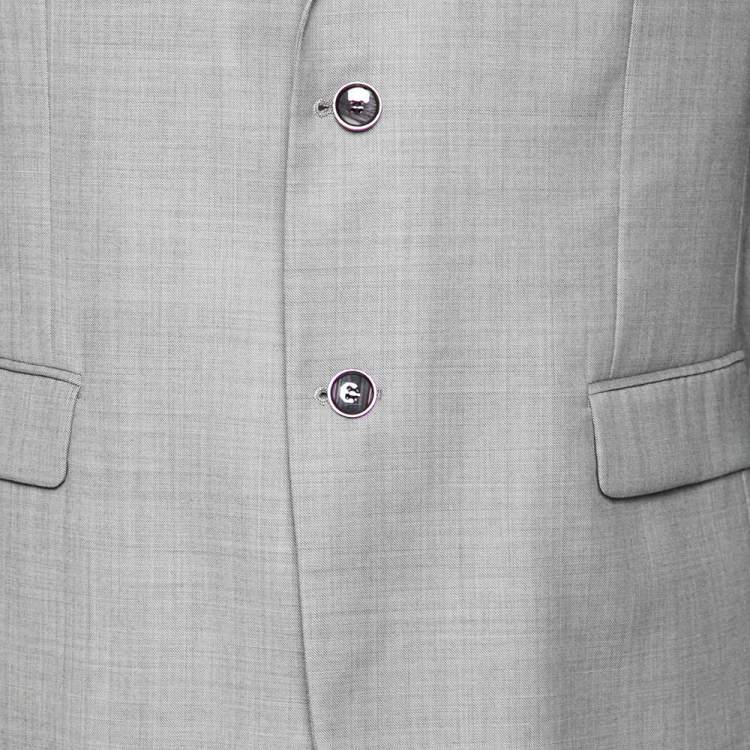 Pre Owned Balmain Vintage Grey Wool 7 Slim Fit Singe Breasted Suit XXXL