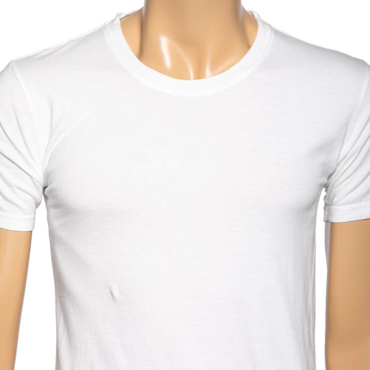 مملوكة مسبقًا Balmain White Cotton Crew Neck Short Sleeve T-shirt XS