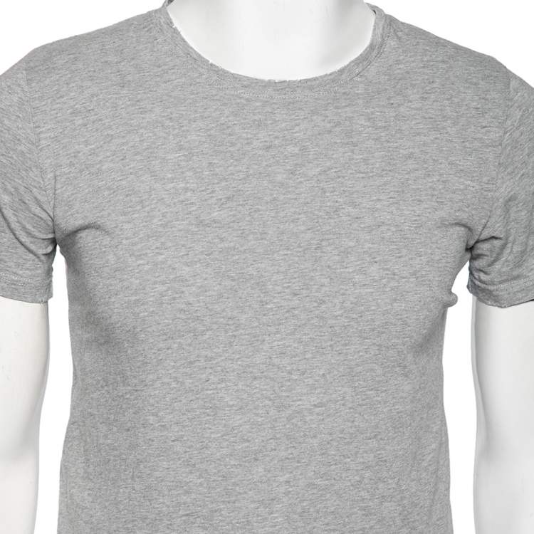 Pre Owned Balmain Grey Cotton Crew Neck Short Sleeve T-Shirt S