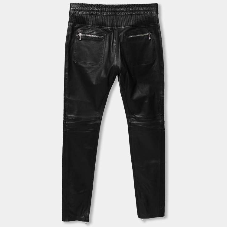 Black Leather Pants/Trousers For Men Biker Leather Breeches Cuir Jeans |  eBay
