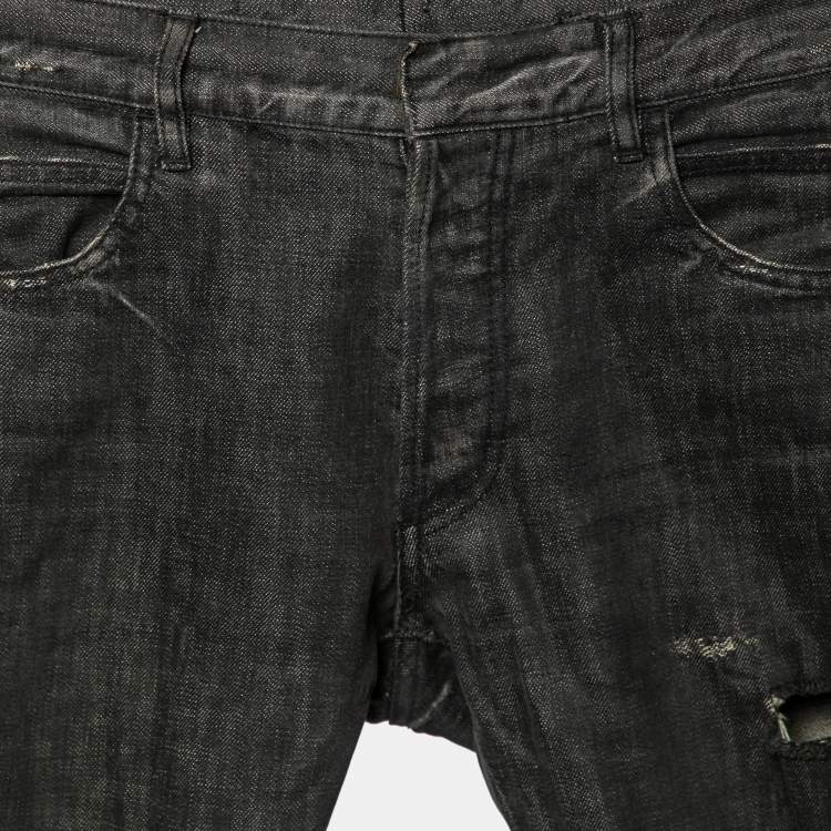 Pre Owned Balmain Grey Distressed Frayed Edged Shorts S