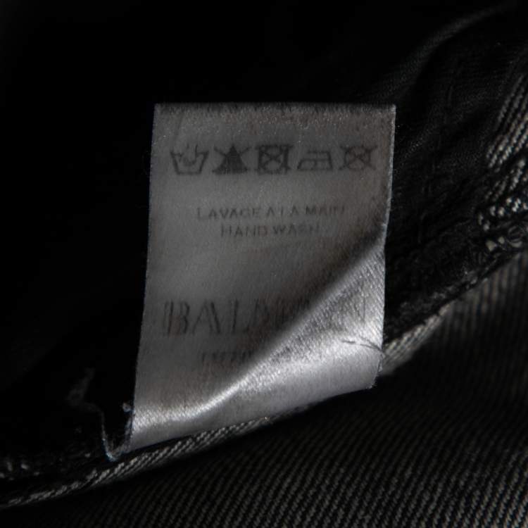Pre Owned Balmain Grey Distressed Frayed Edged Shorts S