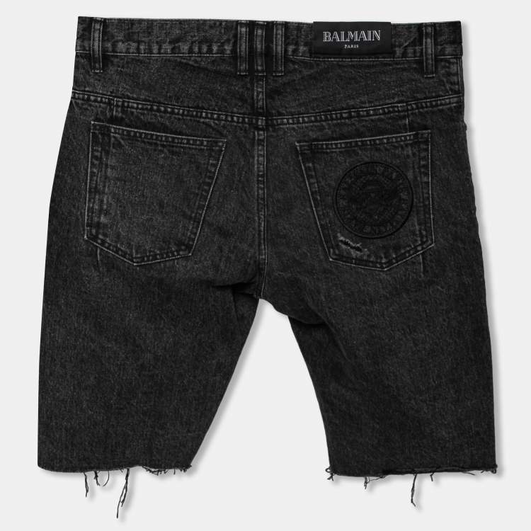 Balmain Men's Monogrammed Denim Shorts