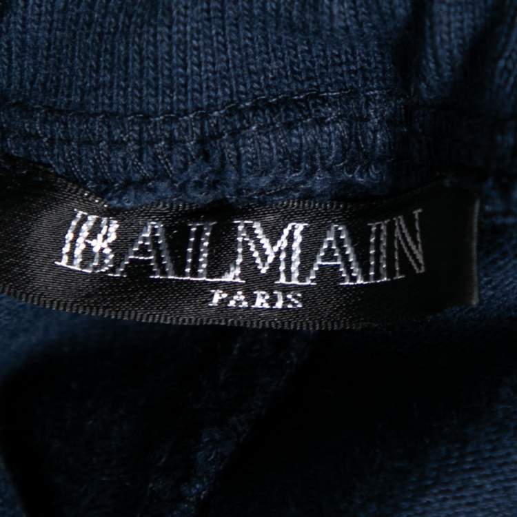 Pre Owned Balmain Navy Blue Cotton Jogger Pants S