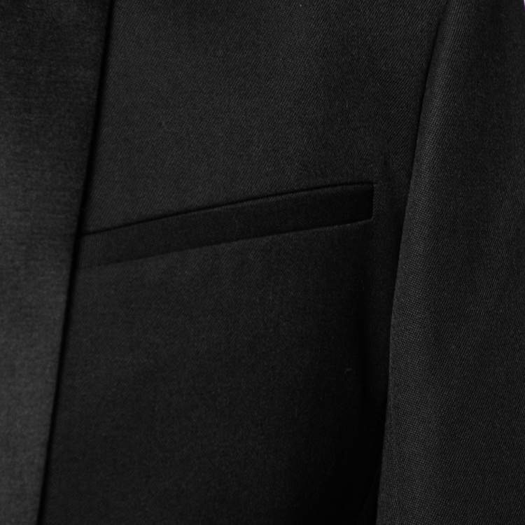 Pre Owned Balmain Black Wool Open Front Long Sleeve Blazer S