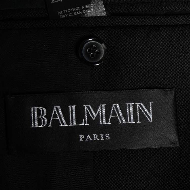 Pre Owned Balmain Black Wool Open Front Long Sleeve Blazer S
