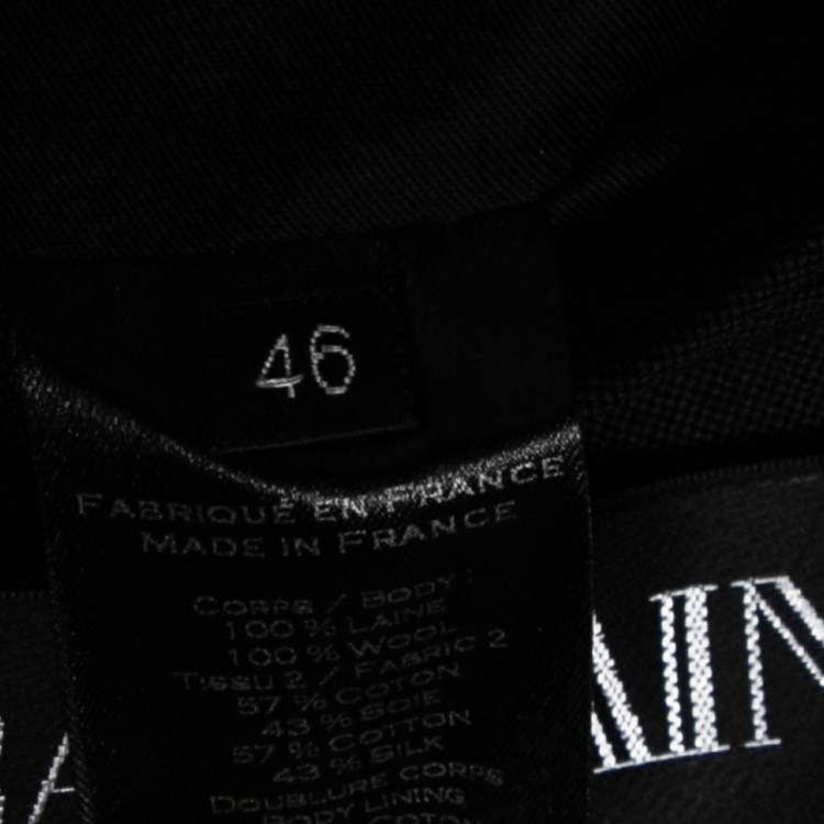 Pre Owned Balmain Black Wool Open Front Long Sleeve Blazer S