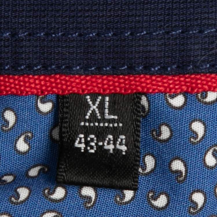 Pre Owned Balmain Blue Printed Cotton Logo Embroidered Button Front Shirt XL