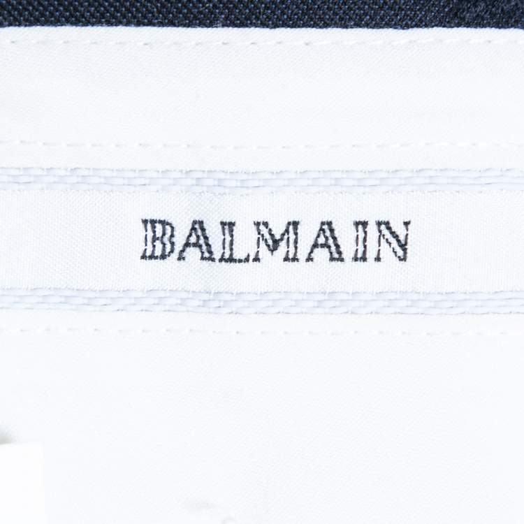 Pre Owned Balmain Midnight Blue Wool 7 Slim Fit Regular Trousers XL