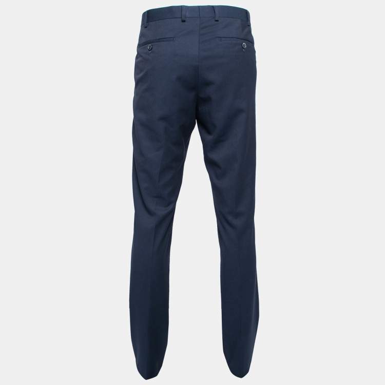 Pre Owned Balmain Midnight Blue Wool 7 Slim Fit Regular Trousers XL