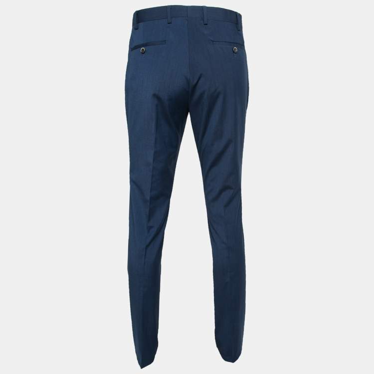 Pre Owned Balmain Blue Tencel Slim Fit Trousers XL