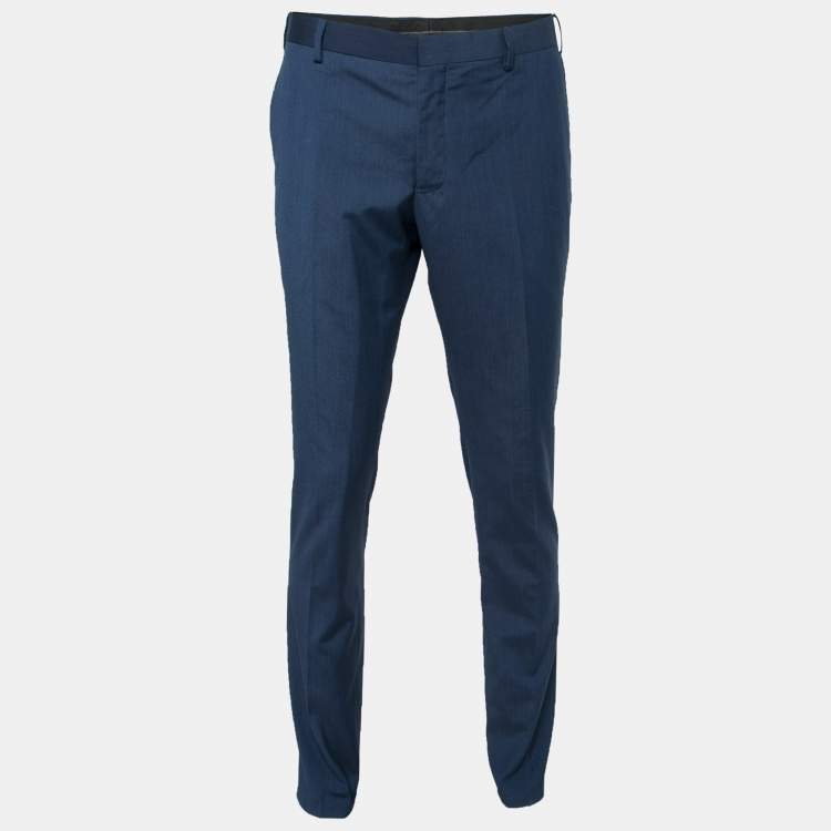 Pre Owned Balmain Blue Tencel Slim Fit Trousers XL