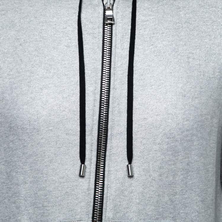 Pre Owned Balmain Silver Cotton Zip-Front Hoodie S    