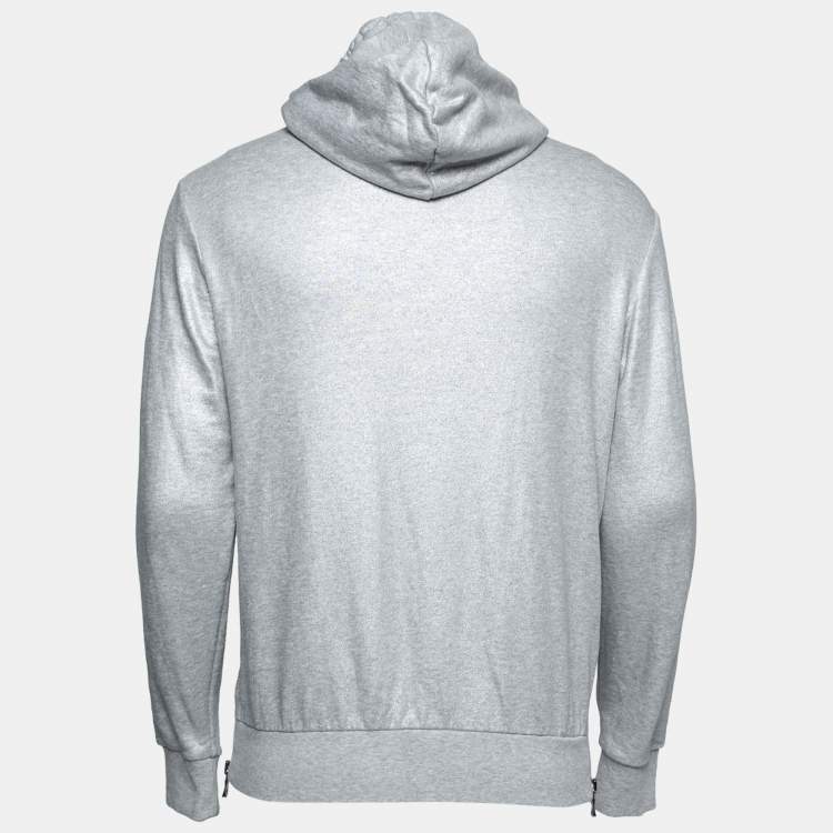 Pre Owned Balmain Silver Cotton Zip-Front Hoodie S    