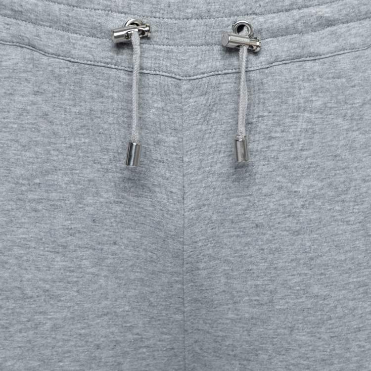 Pre Owned Balmain Grey Cotton Ribbed-Paneled Jogger Pants M