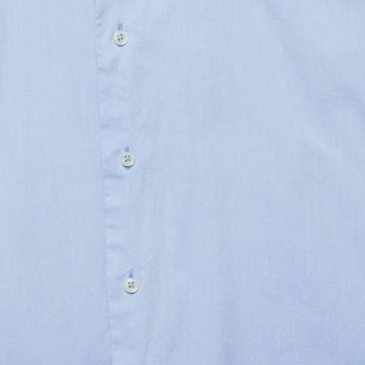Pre Owned Balmain Light Blue Cotton Full Sleeve Shirt S