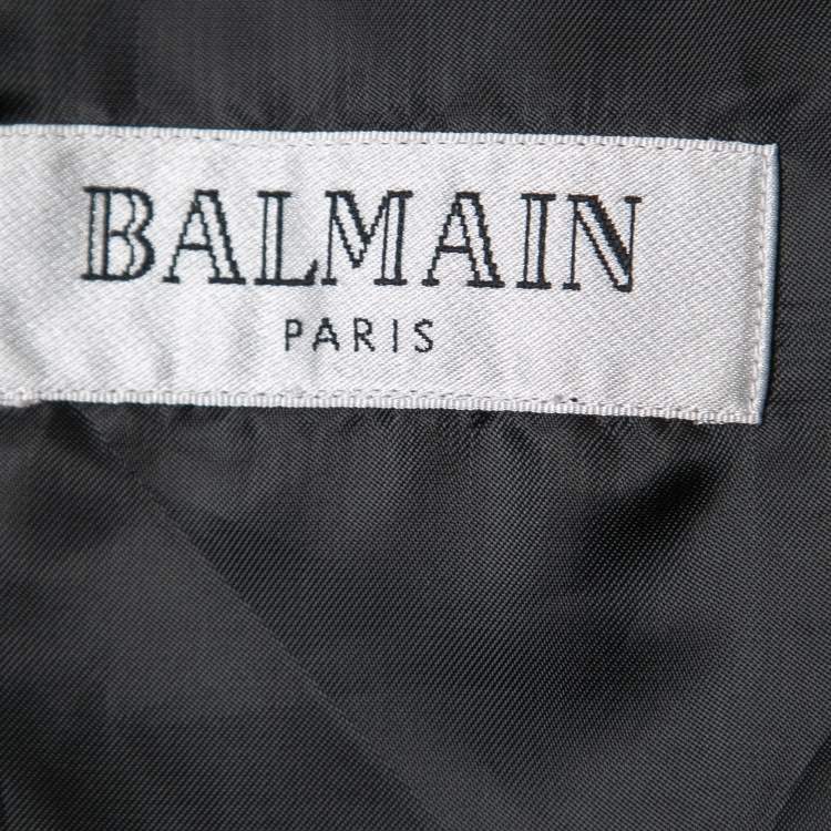 Pre Owned Balmain Black Satin Lapeled Single Breasted Blazer L