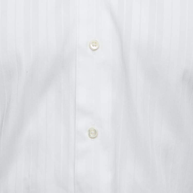 Pre Owned Balmain White Patterned Cotton Full Sleeve Shirt M