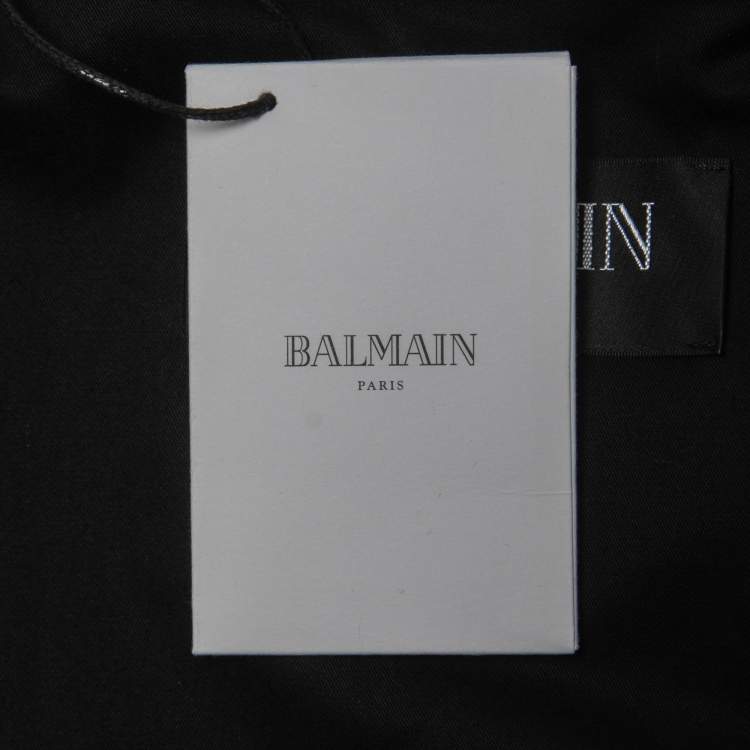 Pre Owned Balmain Red Distressed Leather Moto Biker Jacket L
