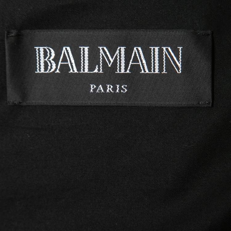 Pre Owned Balmain Red Distressed Leather Moto Biker Jacket L