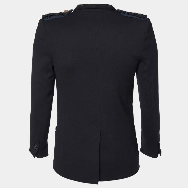 Pre Owned Balmain Black Wool Embellished Lapel Blazer M