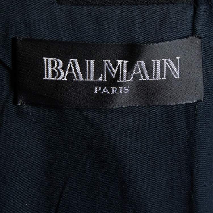 Pre Owned Balmain Black Wool Embellished Lapel Blazer M