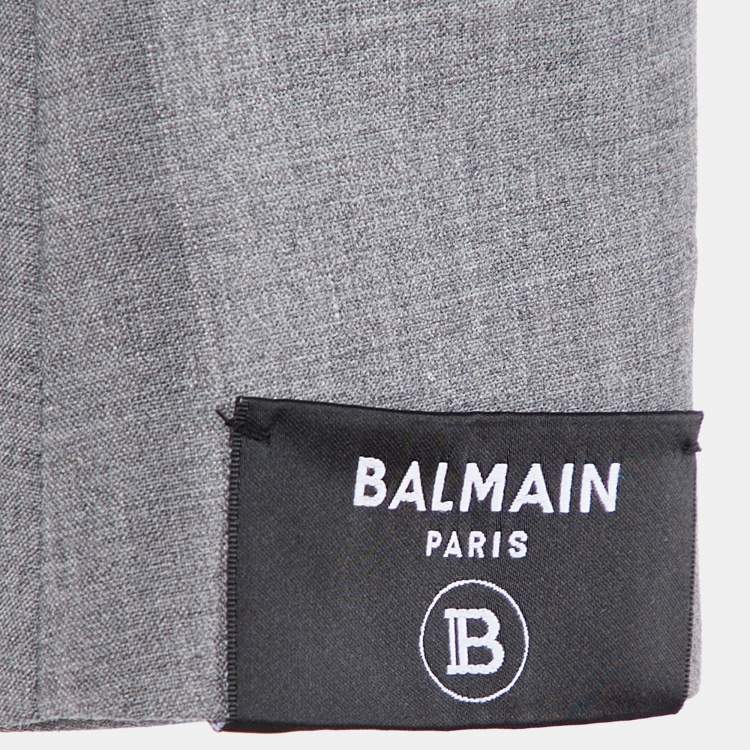 Pre Owned Balmain Grey Wool Open Front Blazer S