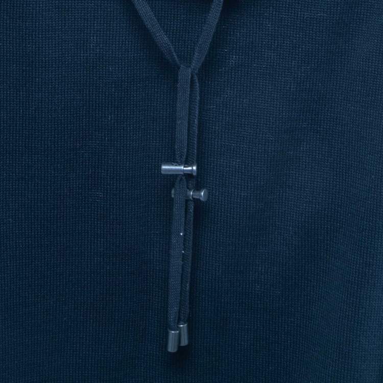 Pre Owned Balmain Navy Blue Cotton Side Stripe Detail Drawstring Yoga Pants XS