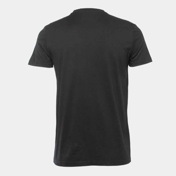 Pre Owned Balmain Black Logo Printed Cotton Knit T-Shirt M