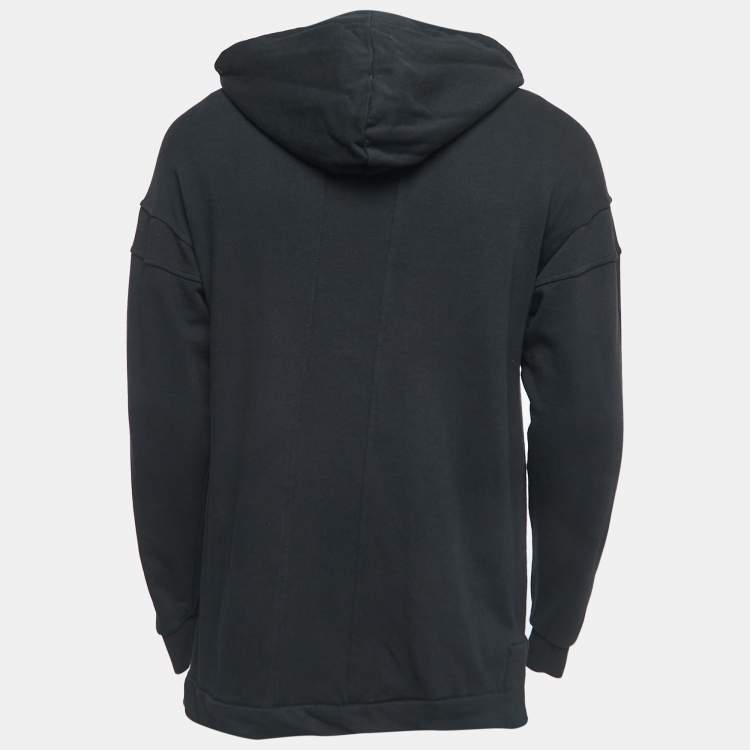 Pre Owned Balmain Black Logo Print Cotton Hooded Sweatshirt M
