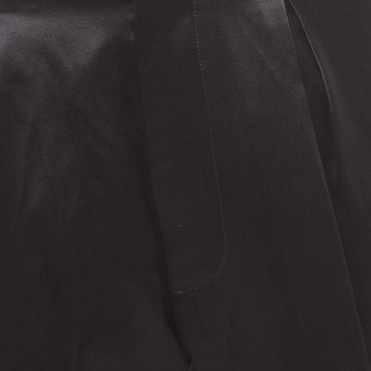 Pre Owned Balmain Black Silk Satin Tailored Tuxedo Pants XL