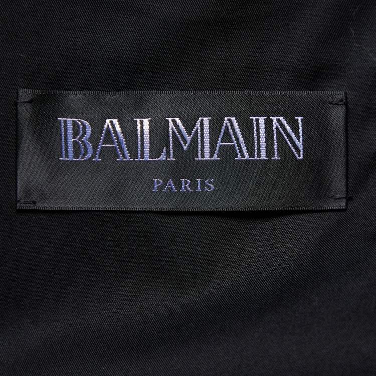 Pre Owned Balmain Black Wool Smoking Jacket L