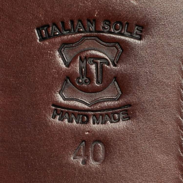 Pre Owned حذاء بلمان مزين سير مونك واحد جلد نمط بروغي أسود مقاس 40