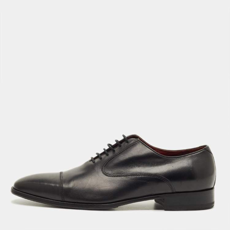 Pre Owned Balmain Size 42 Black Leather Lace Up Derby