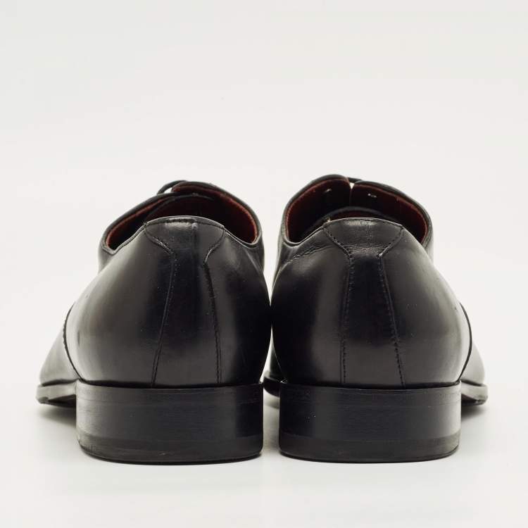 Pre Owned Balmain Size 42 Black Leather Lace Up Derby